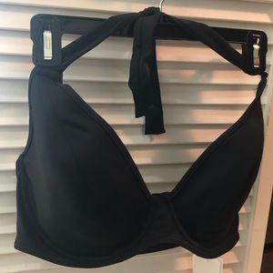 NWT - FREYA Black Bikini Halter Top (34DDD)
